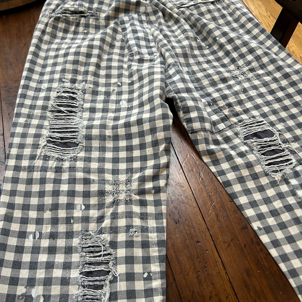 Checkered Distressed Pants